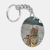絵画の美しい猫 キーホルダー (正面左)