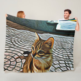 絵画の美しい猫 フリースブランケット