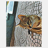 絵画の美しい猫 フリースブランケット (正面)