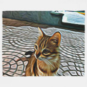 絵画の美しい猫 フリースブランケット (正面(横))