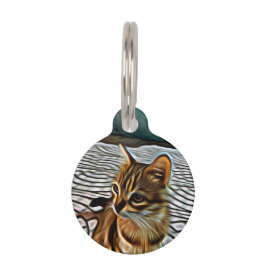 絵画の美しい猫 ペット　ネームタグ