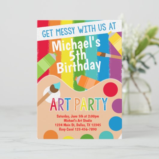 絵画の芸術のパーティーの誕生日の招待状の招待 招待状 (スタンド正面)