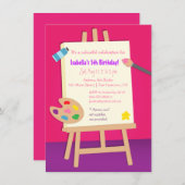 絵画の芸術の子供の誕生日のパーティー 招待状 (正面/裏面)