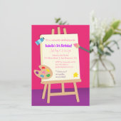 絵画の芸術の子供の誕生日のパーティー 招待状 (スタンド正面)