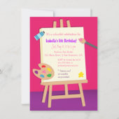 絵画の芸術の子供の誕生日のパーティー 招待状 (正面)