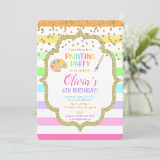 絵画の誕生日のパーティの招待状、芸術の誕生日 招待状 (スタンド正面)