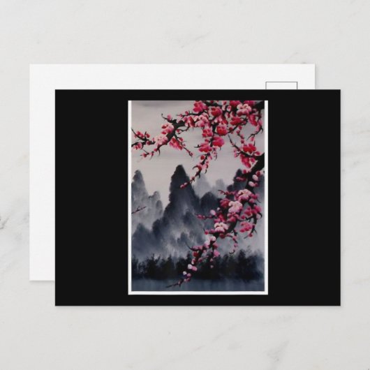 絵画の |アート日本のさくらんぼブロッサムマウンテン ポストカード (正面/裏面)