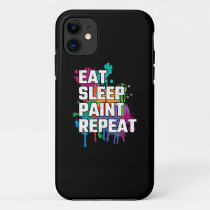 絵画の 食べ 絵を描リプ絵を描スのおもしろいスリープ iPhone 11 ケース