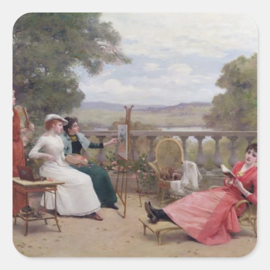 絵画はテラスにいる スクエアシール (正面)