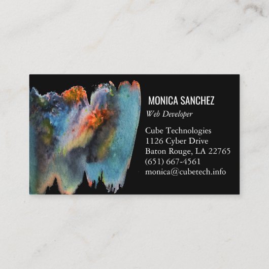 絵画カラフル抽象芸術モダン名刺 名刺 (裏面)