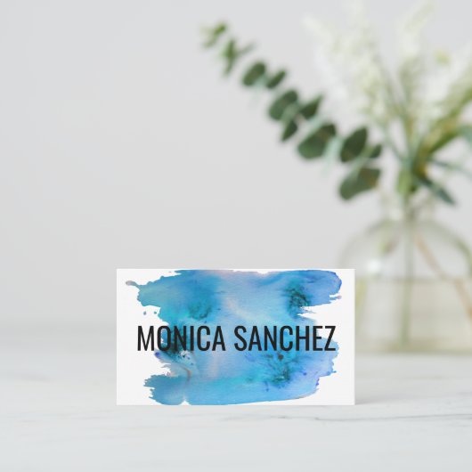 絵画カラフル抽象芸術名刺の青 名刺 (スタンド正面)