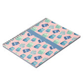 絵画クラス ブルー アクア ピンクの瓶 ノートブック (左側)