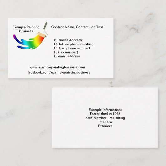 絵画ビジネスのための名刺の例 名刺 (正面/裏面)