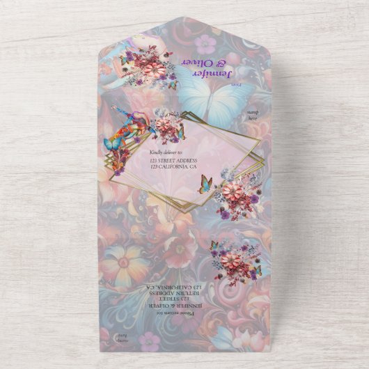 絵画ファンタジー花表現自然 オールインワン招待状 (外側)