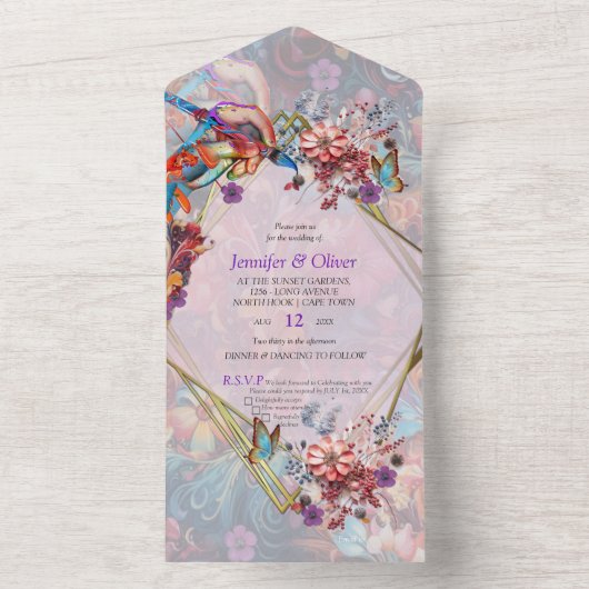 絵画ファンタジー花表現自然 オールインワン招待状 (内側)