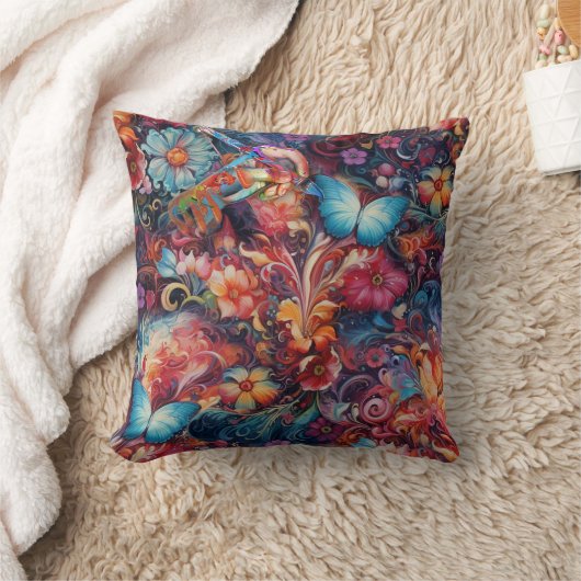 絵画ファンタジー花表現自然 クッション (ブランケット)