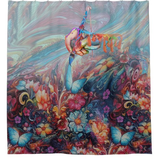 絵画ファンタジー花表現自然 シャワーカーテン (正面)