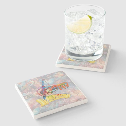 絵画ファンタジー花表現自然 ストーンコースター (横)