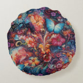 絵画ファンタジー花表現自然 ラウンドクッション (裏面)