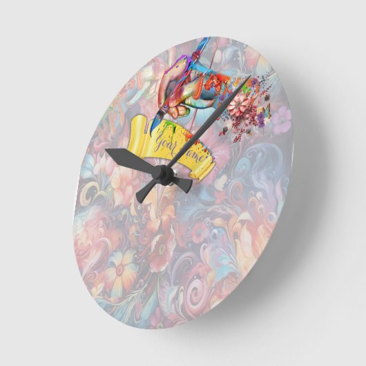 絵画ファンタジー花表現自然 ラウンド壁時計 (傾斜)
