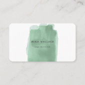 絵画モダンアートミニマルグリーンウォーター色ヨガ 名刺 (正面)