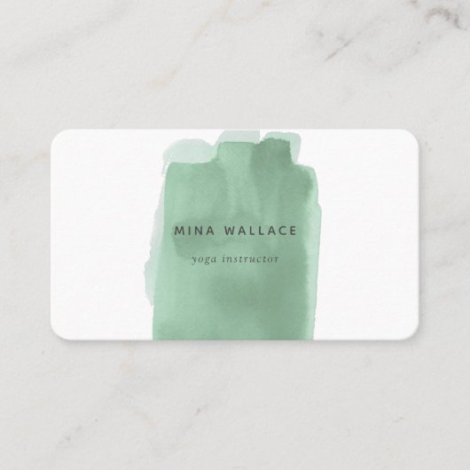 絵画モダンアートミニマルグリーンウォーター色ヨガ 名刺 (正面)