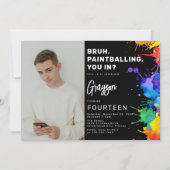 絵画写真の誕生日パーティーへの招待 招待状 (正面)