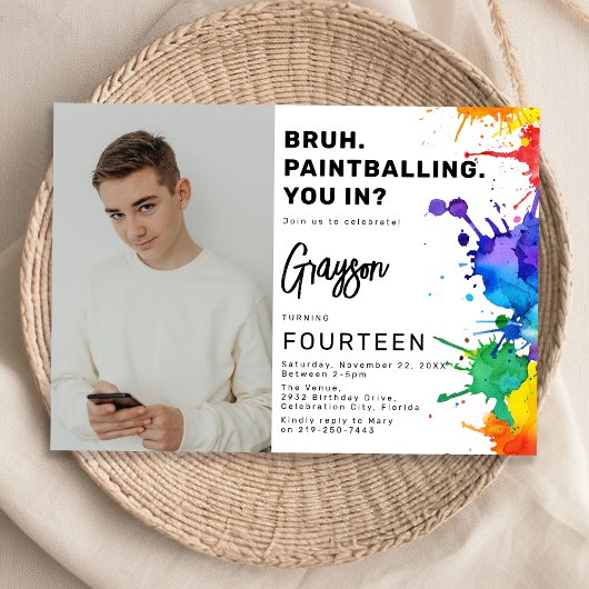 絵画写真の誕生日パーティーへの招待 招待状