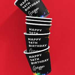 絵画写真の誕生日パーティー 紙コップ