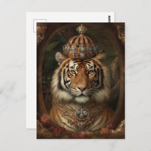 絵画冠と花を持つ虎の一種 ポストカード (正面/裏面)