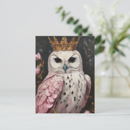絵画冠の付いたフクロウ ポストカード (スタンド正面)
