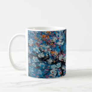 絵画油絵さくらんぼ花抽象芸術 コーヒーマグカップ