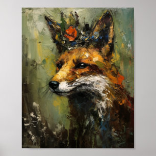 絵画王冠の赤キツネの ポスター