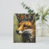 絵画王冠の赤キツネの ポストカード (スタンド正面)