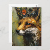 絵画王冠の赤キツネの ポストカード (正面/裏面)
