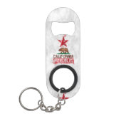 絵画的なスタイルのカリフォルニア旗くま キーホルダー栓抜き (正面)