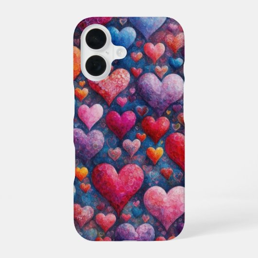 絵画的なハートバースト iPhone 16ケース (裏面)