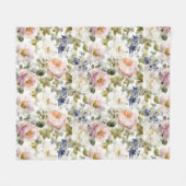 絵画的なバラと花 フリースブランケット (正面(横))