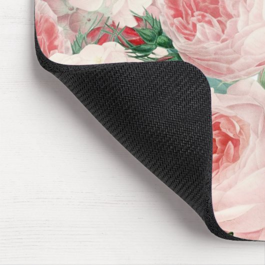 絵画的なレトロのバラのライラックの花の春パターン マウスパッド (コーナー)