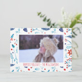 絵画的な水彩画のBotanicalsの休日の写真 シーズンカード (スタンド正面)