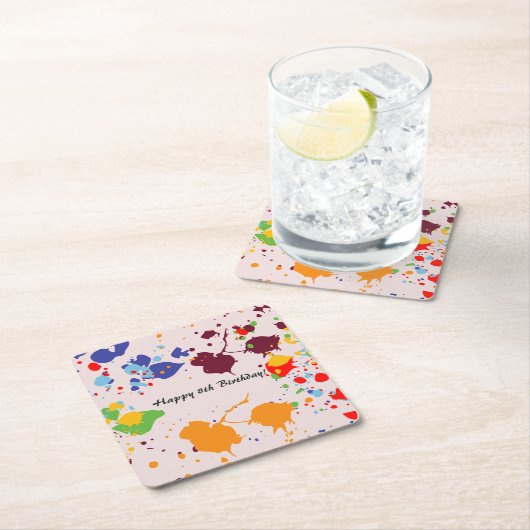 絵画第8回バースデーカラフルタ スクエアペーパーコースター (インサイチュ)