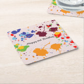 絵画第8回バースデーカラフルタ スクエアペーパーコースター (アングル)