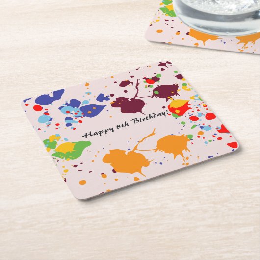 絵画第8回バースデーカラフルタ スクエアペーパーコースター (アングル)