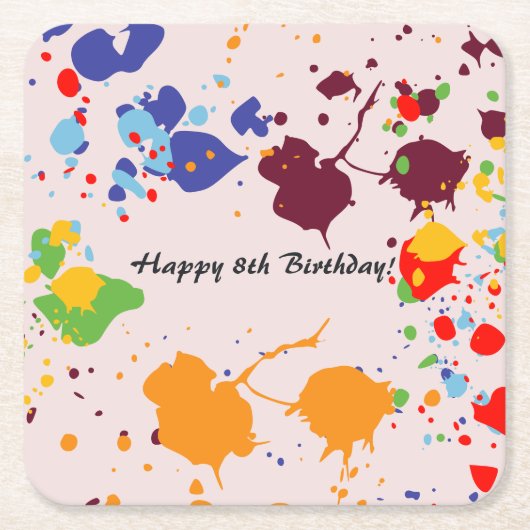 絵画第8回バースデーカラフルタ スクエアペーパーコースター (正面)