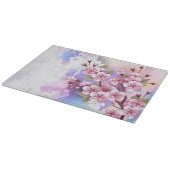 絵画風の背景に桜の花 カッティングボード (角)