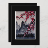 絵画 |アート日本のさくらんぼブロッサム山 シーズンカード (正面/裏面)