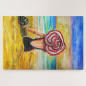 絵画 ジグソーパズル 女性と海 (横)