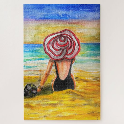 絵画 ジグソーパズル 女性と海 (縦)