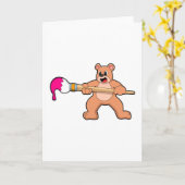 絵画 ブラシと絵の具を持つクマ カード (黄色い花)