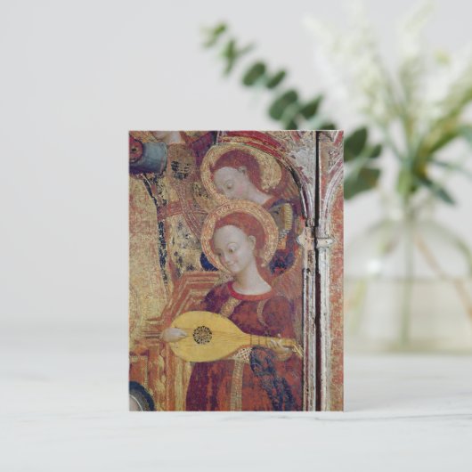 絵画「聖母と幼児」より天使の音楽家たち ポストカード (スタンド正面)